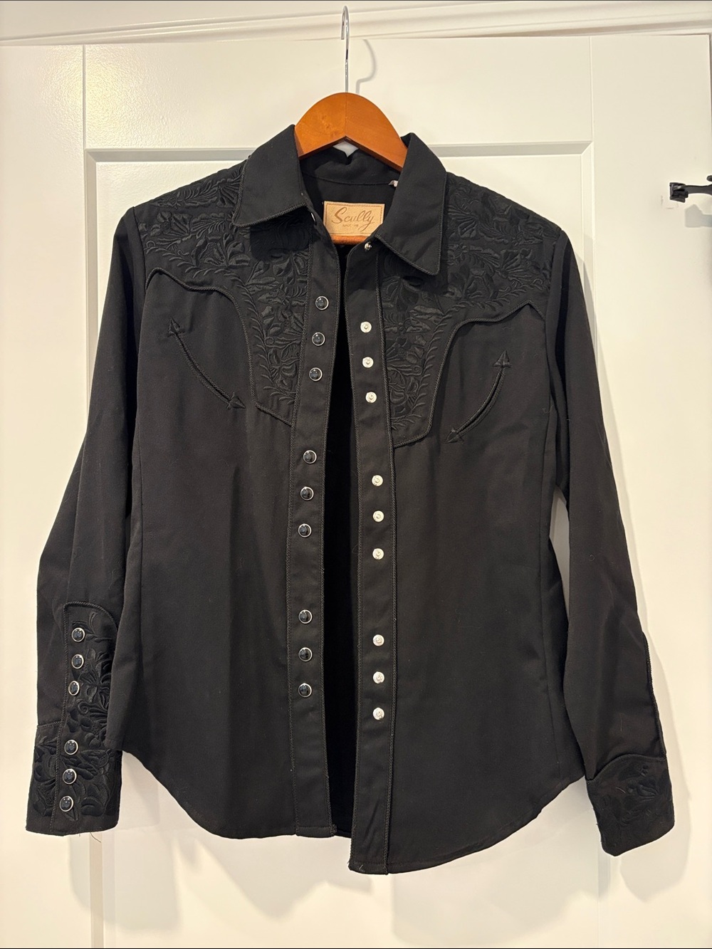 Scully Black Embroidered Western Snap Shirt
